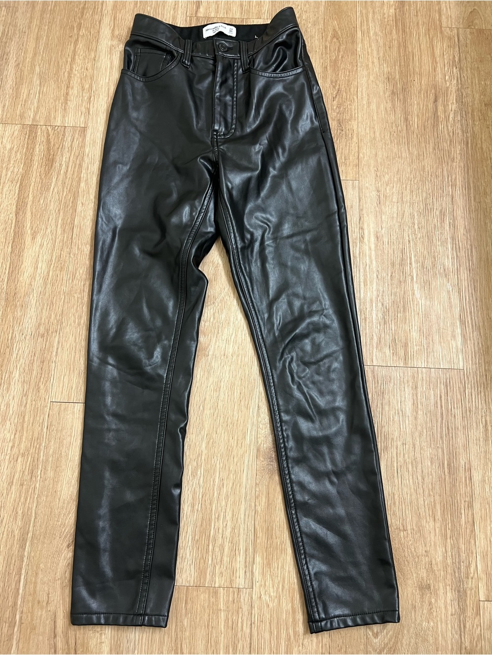 Abercrombie’s & Fitch Black Faux Leather Skinny Jeans